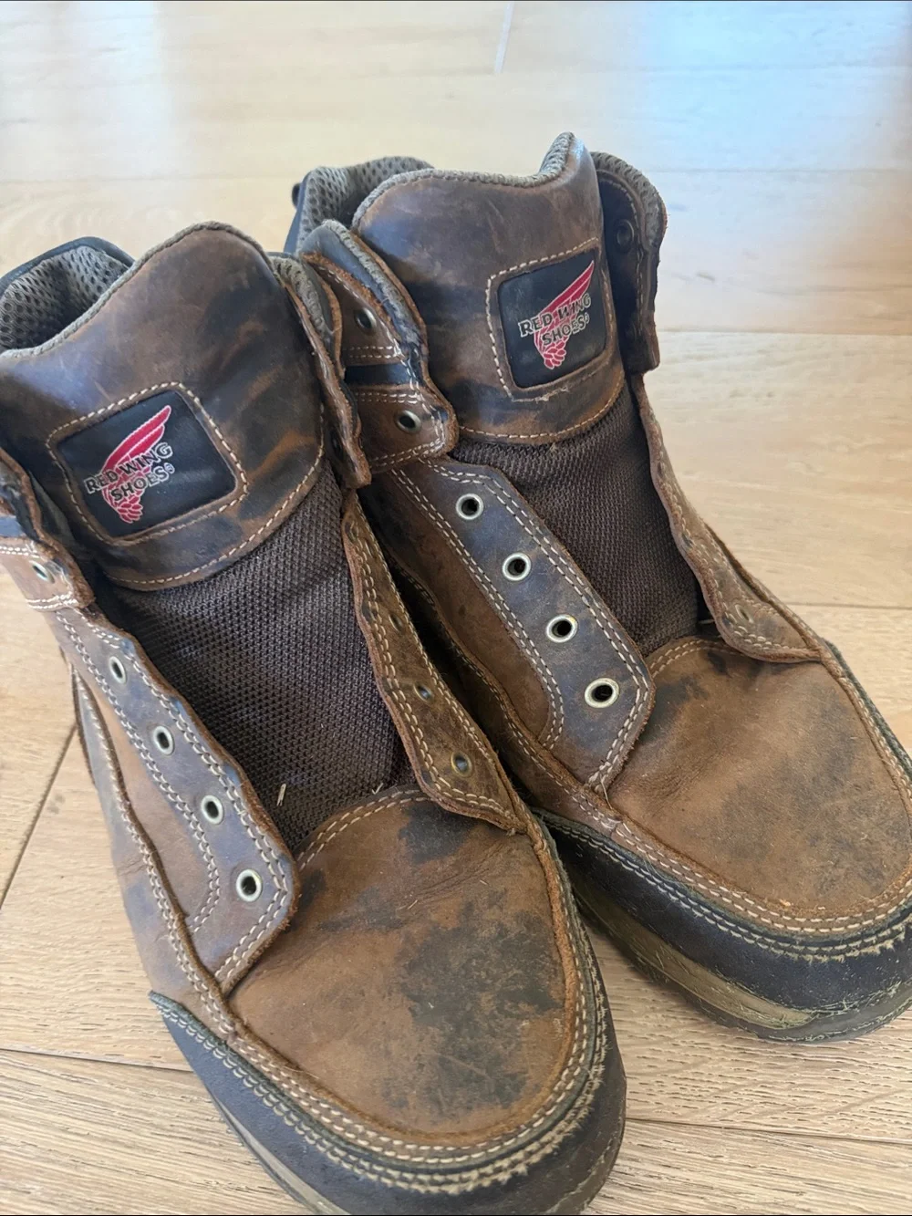 Red Wing Shoes Men's Brown Leather Steel Toe Lace-Up Work Boots